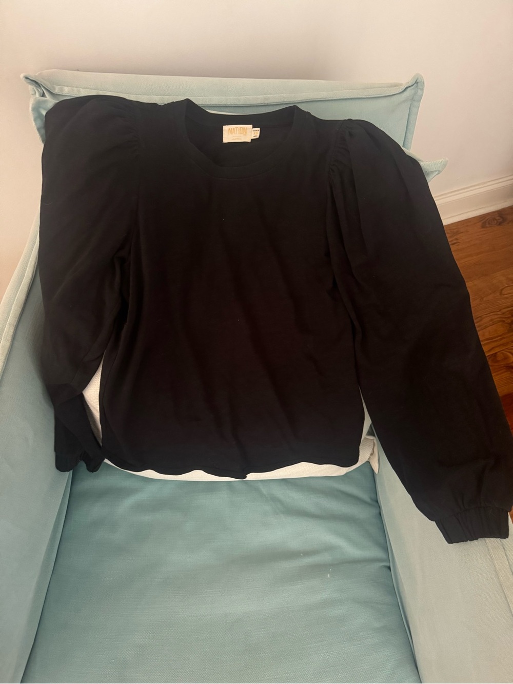 Nation LTD Black Balloon Sleeve Top